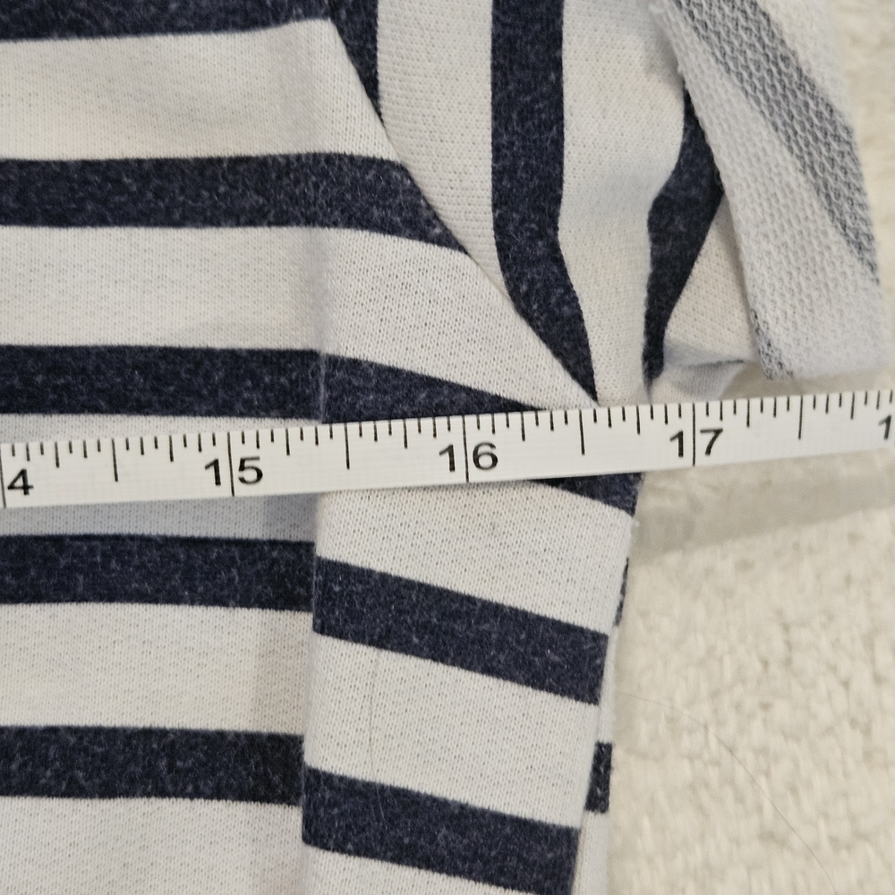 Zara Stripe Knot Front Tee Navy Blue White Size M Summer Vacation Cropped Preppy - Picture 4 of 6